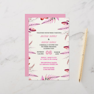 Papeterie Blush Pink  Elegant Gold Wedding Invitation , Whit