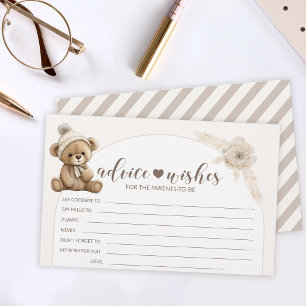 Papeterie Boho ours en peluche baby shower parents conseils