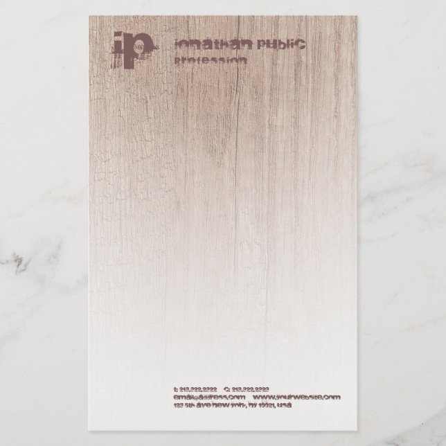 Papeterie Bois en bois look élégant Monogramme Modèle modern (Devant)