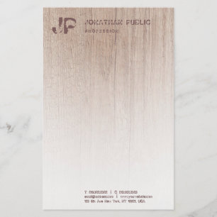 Papeterie Bois monogramme look élégant Modèle moderne