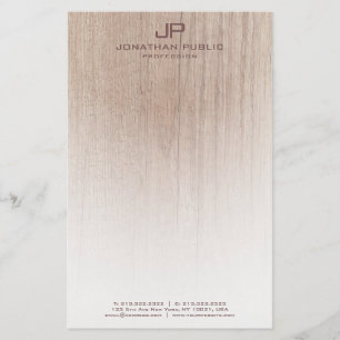 Papeterie Bois sur mesure Elégant Monogramme Modèle moderne
