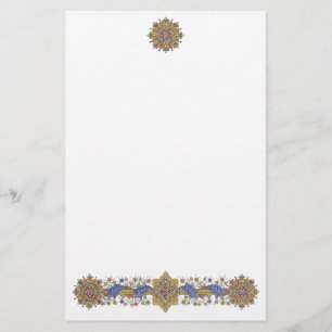 Papeterie Bordure dorée élégante avec papier à lettres Feuil