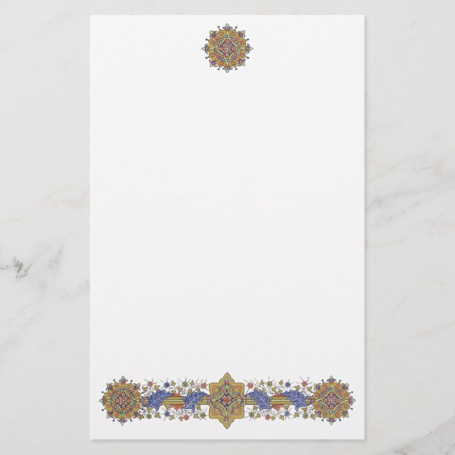 Papeterie Bordure dorée élégante avec papier à lettres Feuil (Devant)