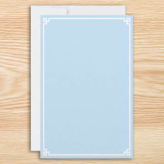 Papeterie Bordure grecque blanche et bleu pâle