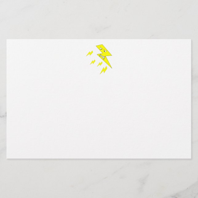 Papeterie Boulon de foudre fâché. Jaune sur le blanc (Devant)