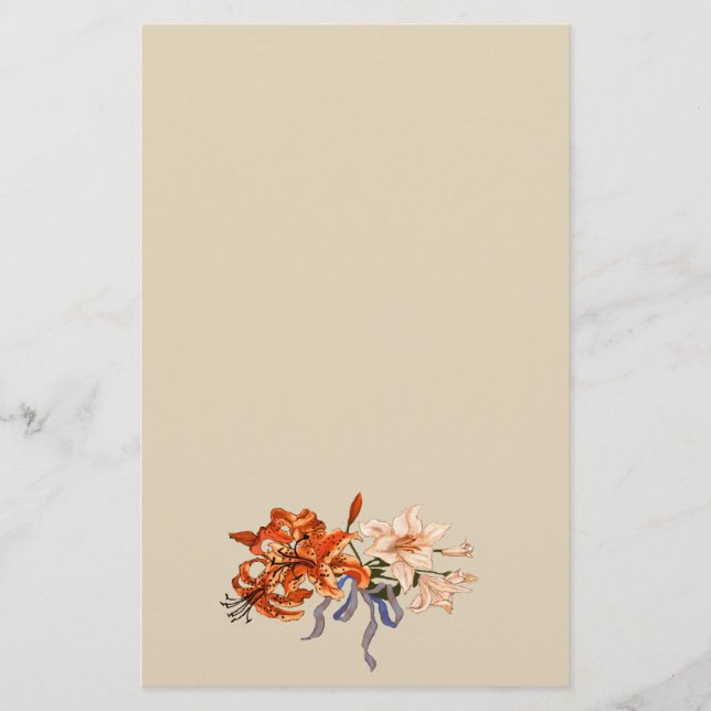 Papeterie Bouquet de lis attaché avec un ruban (Devant)