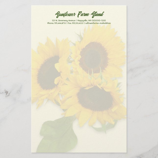 Papeterie Bouquet de tournesol - Document d'affaires personn (Devant)