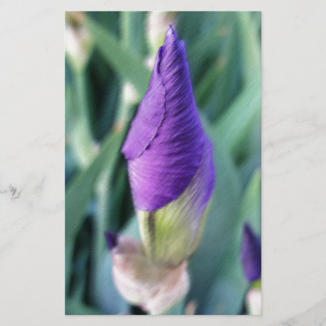 Papeterie bourgeon d'iris pourpre (Devant)