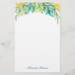 Papeterie Branches d'olives Feuilles Eucalyptus vertes