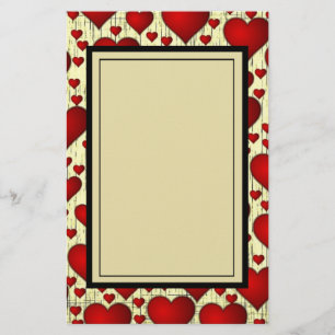 Papeterie Bright Red Romantic Hearts Motif