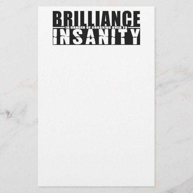 Papeterie BRILLIANCE CONTRE INSANITÉ sur mesure stationnaire (Devant)