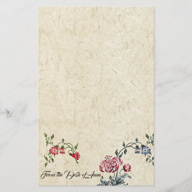 Papeterie Broderie florale Faux Papiers faits main (Devant)