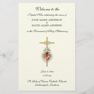 Papeterie Budget Élégant Programme de mariage catholique Pap