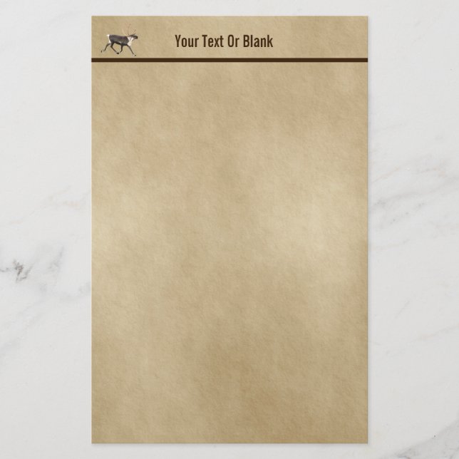 Papeterie Bull Caribou (Reindeer) Sur Ancien Papier (Devant)