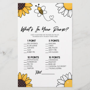 Papeterie Bumble Honey Bee What's In Purse Baby shower Jeu