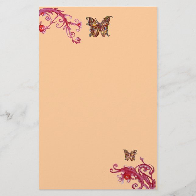 Papeterie BUTTERFLY, rouge rose clair orange (Devant)
