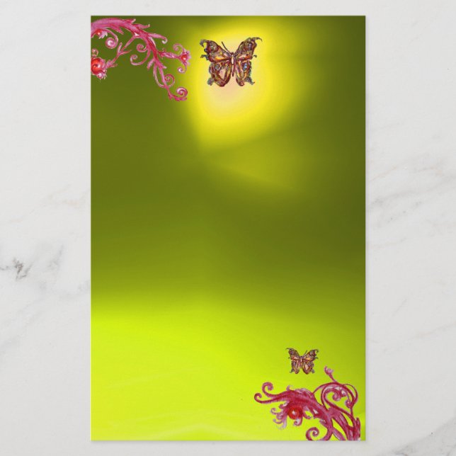 Papeterie BUTTERFLY, topaz jaune rouge rose bleu (Devant)
