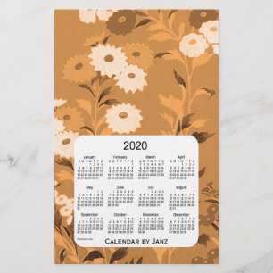 Papeterie Calendrier orangé des fleurs murales 2020 par Janz