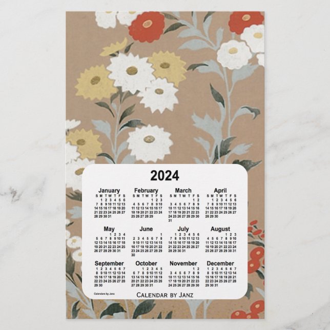 Papeterie Calendrier papier à fleurs murales 2024 par Janz (Devant)