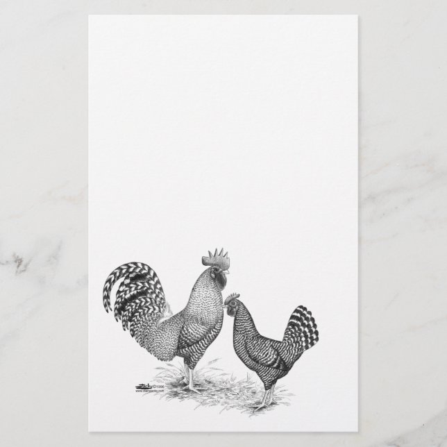 Papeterie California Grey Rooster and Hen (Devant)