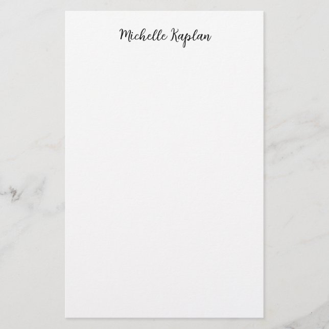 Papeterie Calligraphie de nom moderne simple et blanc (Devant)