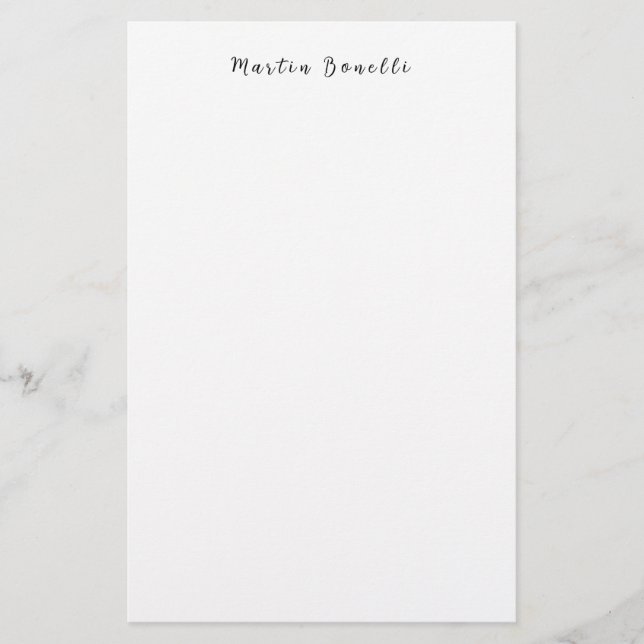 Papeterie Calligraphie de script tendance blanc noir simple (Devant)