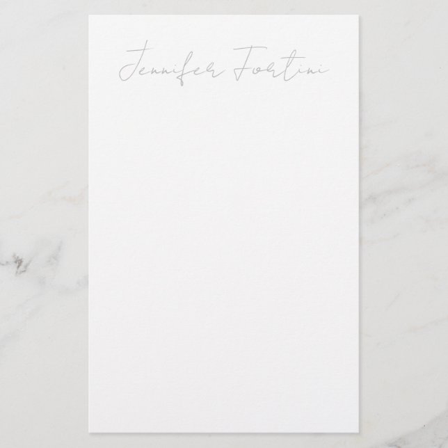 Papeterie Calligraphie Élégant Gris & Blanc Simple (Devant)