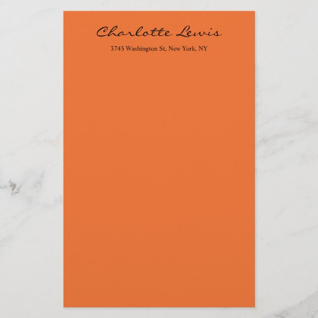 Papeterie Calligraphie élégante Texte orange uni lisible (Devant)
