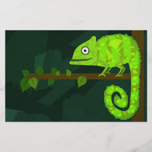 Papeterie Caméléon vert mignon