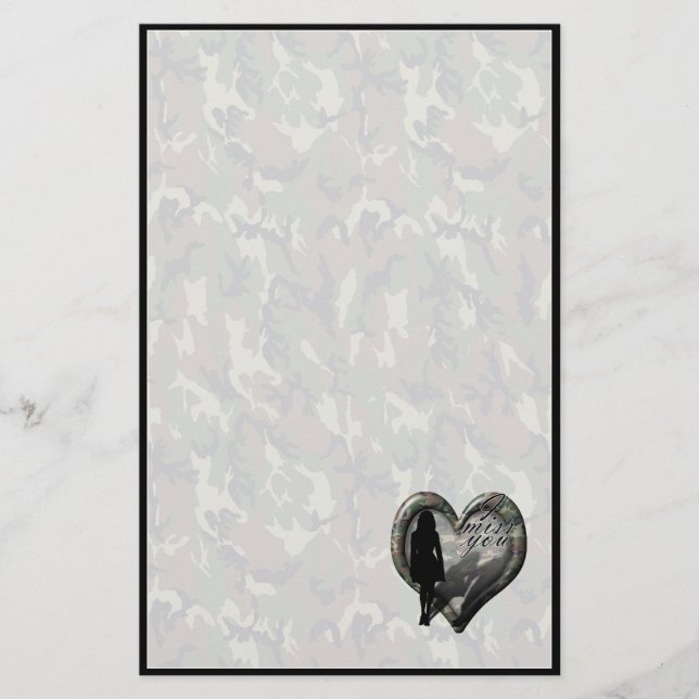 Papeterie Camouflage Heart - Femme Missing Man (avec texte) (Devant)