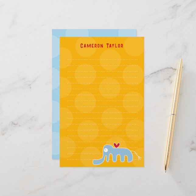 Papeterie Carton bleu Eléphant Enfants Points Merci (Devant/Arrière en situation)