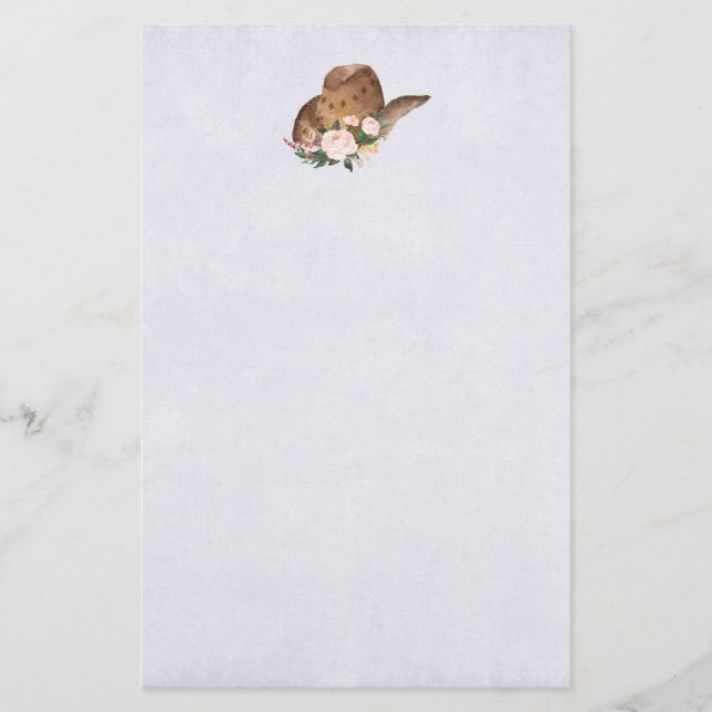 Papeterie Casquette Brown Cowgirl avec fleurs roses (Devant)