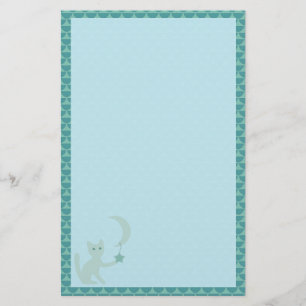 Papeterie Cat playing with Moon and Star Teal