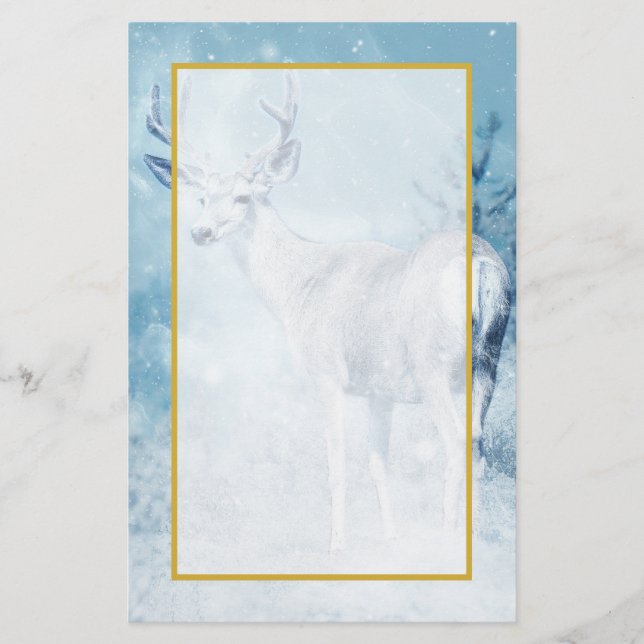 Papeterie Cerfs et pins d'hiver (Devant)