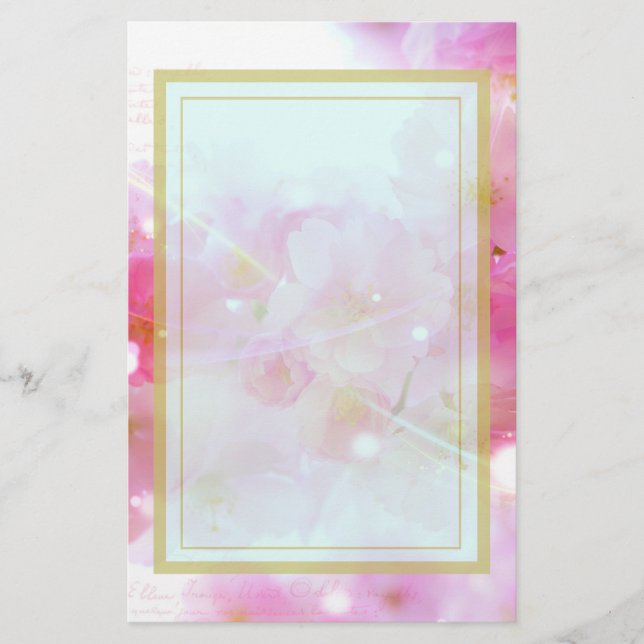 Papeterie Cerisier japonais aux fleurs rose pastel (Devant)