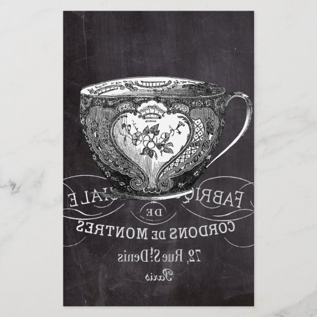 Papeterie Chalkboard Alice à Wonderland tea party teacup (Devant)