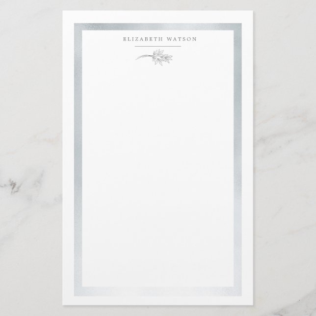 Papeterie Charme Botanique Monogramme Argent (Devant)