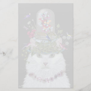 Papeterie Chat blanc avec cloche à papillon