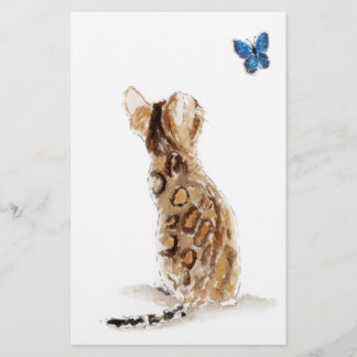 Papeterie Chat et papillon du Bengale