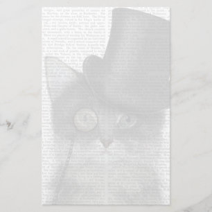 Papeterie Chat gris avec chapeau supérieur