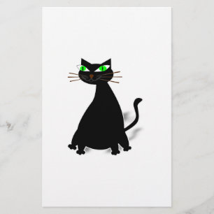 Papeterie Chat noir gras aux yeux verts