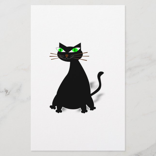 Papeterie Chat noir gras aux yeux verts (Devant)