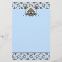Chat Siamese Blue Eyed face Motif d'art graphique