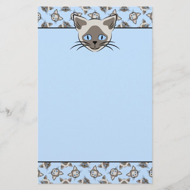 Papeterie Chat Siamese Blue Eyed face Motif d'art graphique (Devant)