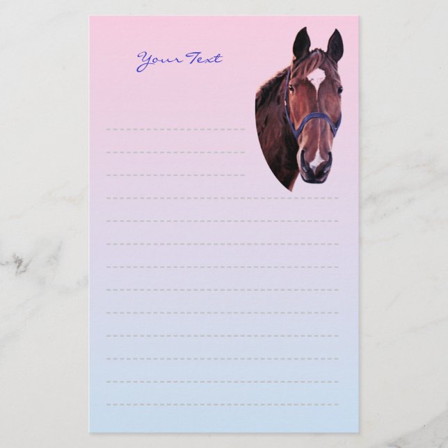 Papeterie Cheval de châtaignier avec papier d'écriture d'éto (Devant)