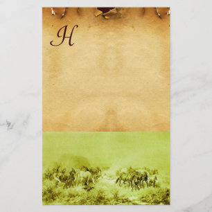 Papeterie CHEVAUX GRAZER PARCHEMENT MONOGRAM Vert Brown