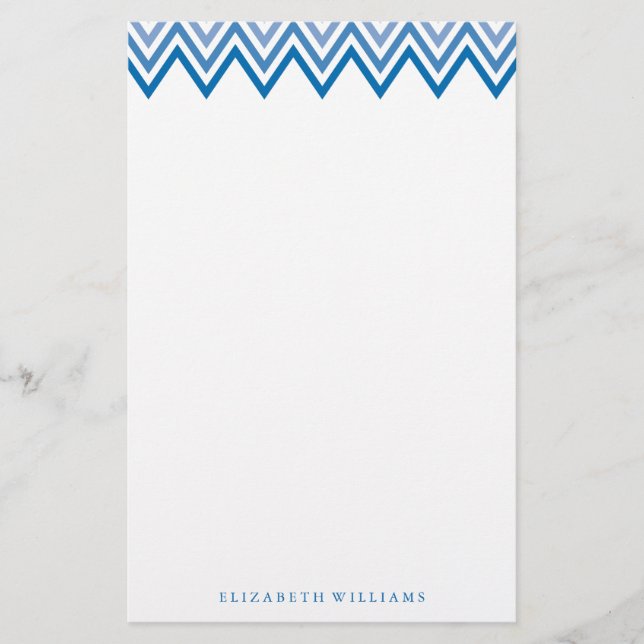 Papeterie Chevrons Blue Ombre moderne (Devant)