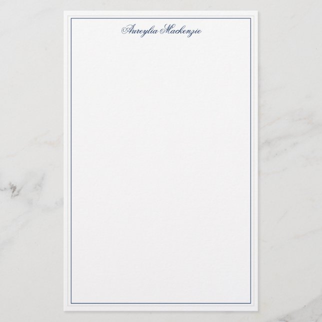 Papeterie Chic Elegant Marine Bleu Personnalisé (Devant)
