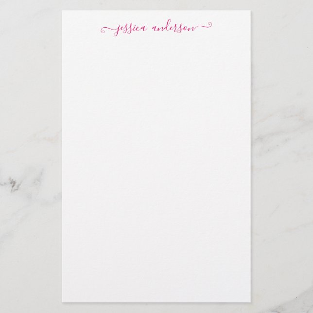Papeterie Chic Moderne Fille Magenta Pink Script Calligraphi (Devant)