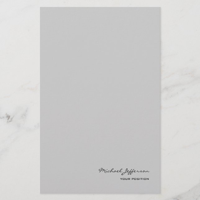 Papeterie Chic Script Calligraphié Nom Gris Unique  (Devant)